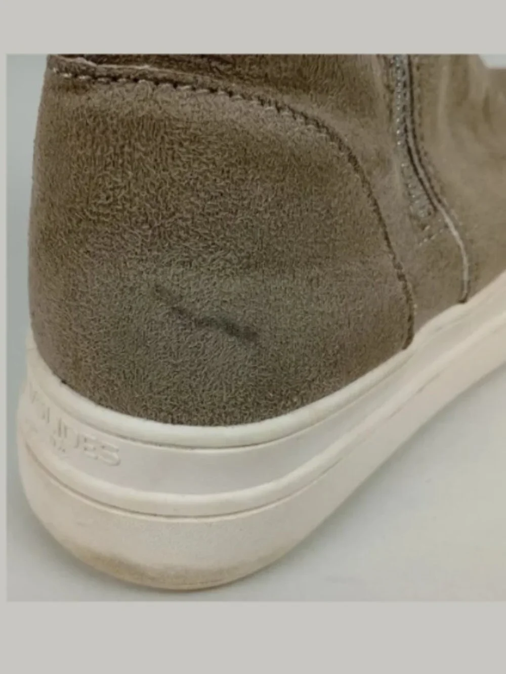 J/Slides NYC Tristan Women 7 Taupe Double Side Zip Faux Fur Platform Suede Boots
